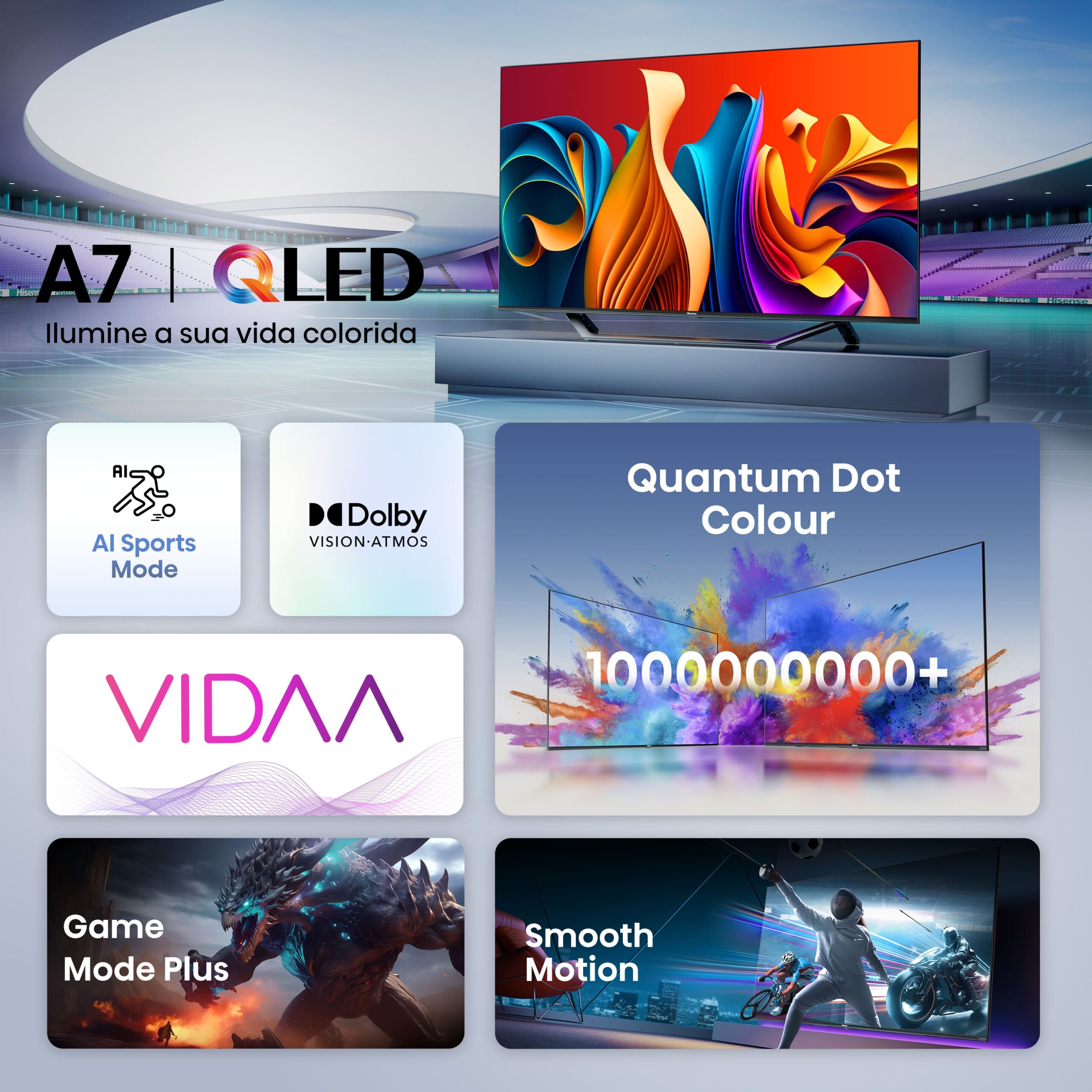 Hisense - QLED TV 65A7NQ Smart TV, Quantum Dot Colour, Dolby Vision & Atmos, Alexa Built in & VIDAA Voice