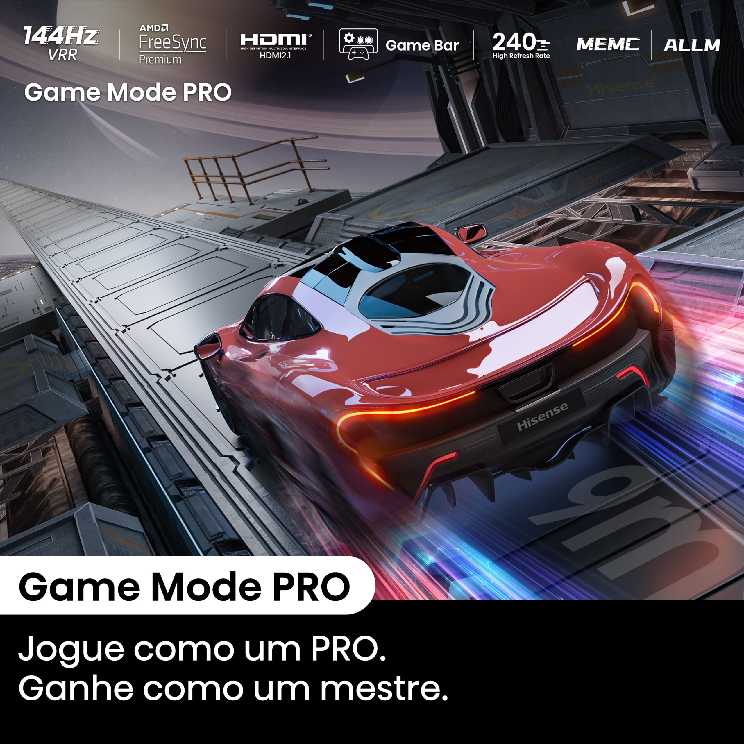 Hisense - QLED 55E7NQ Pro, Gaming TV, Modo Jogo de 144Hz, FALD, AMD Freesync Premium Pro