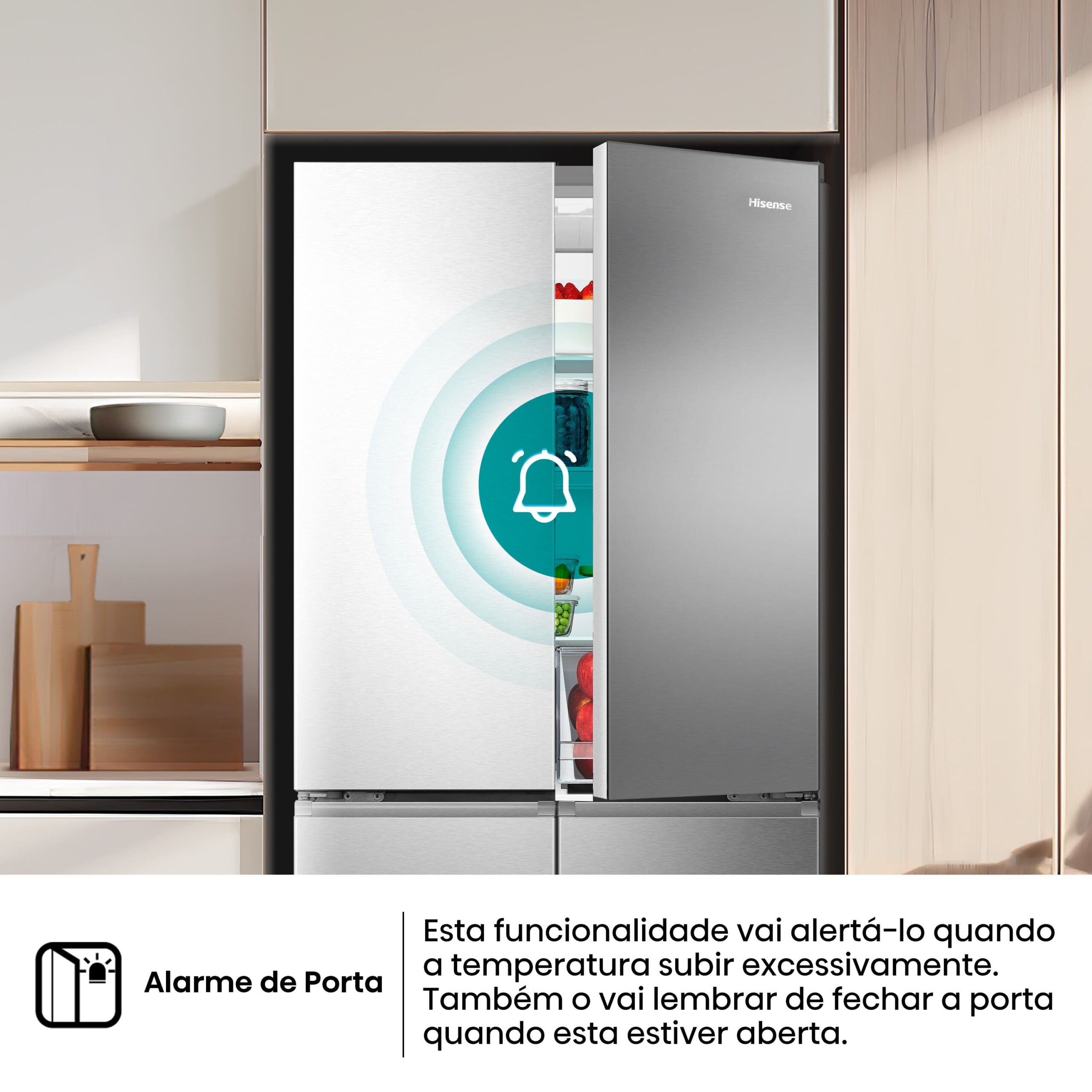 Hisense - RQ5P470SEIE – Frigorífico Americano Cross Door, Classe E, 483L