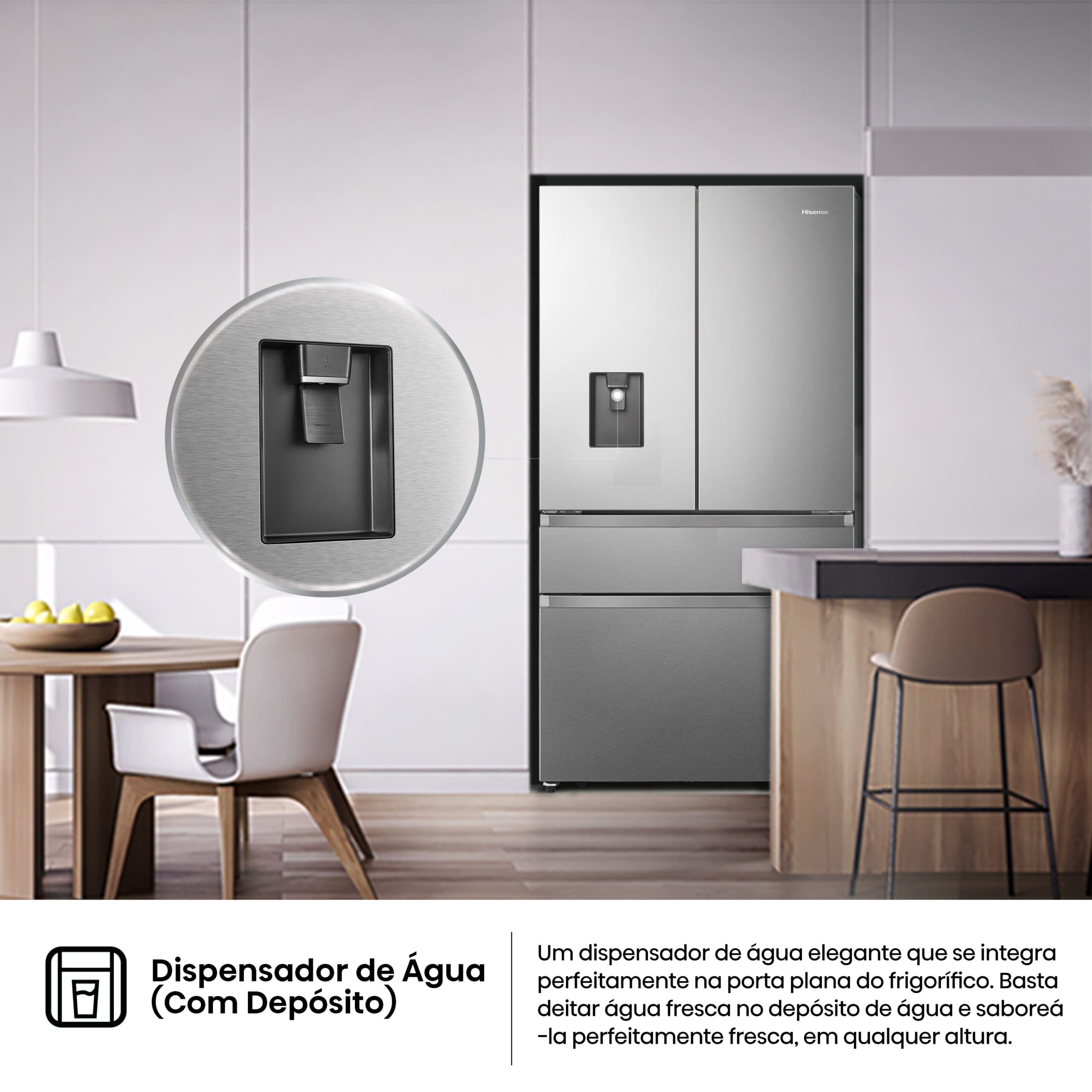 Hisense - RF749N4SWSE – Frigorífico Americano French Door, Classe E, 579L