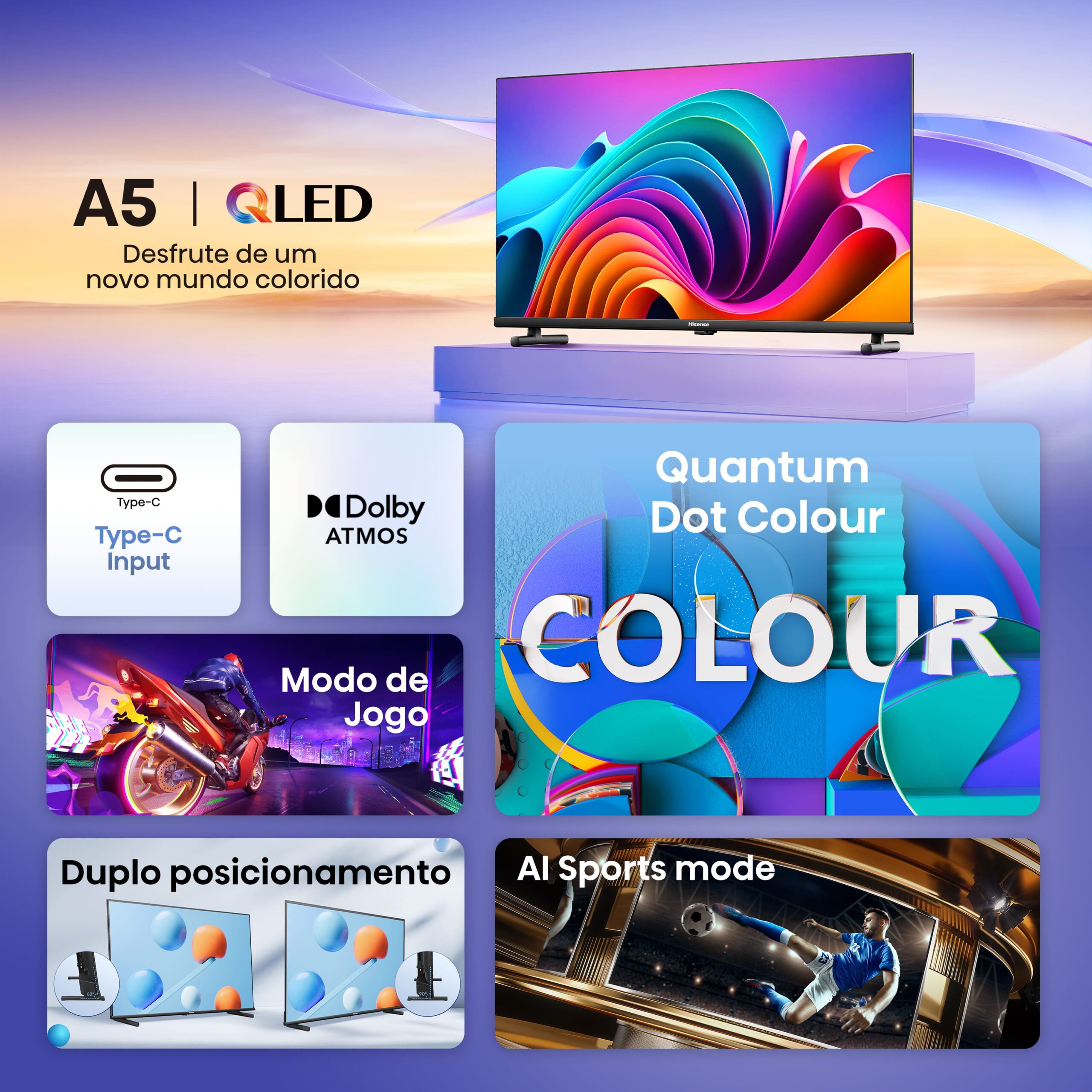 Hisense - QLED TV 32A5NQ Quantum Dot Colour, Dolby Atmos, VIDAA Smart TV, USB Tipo C