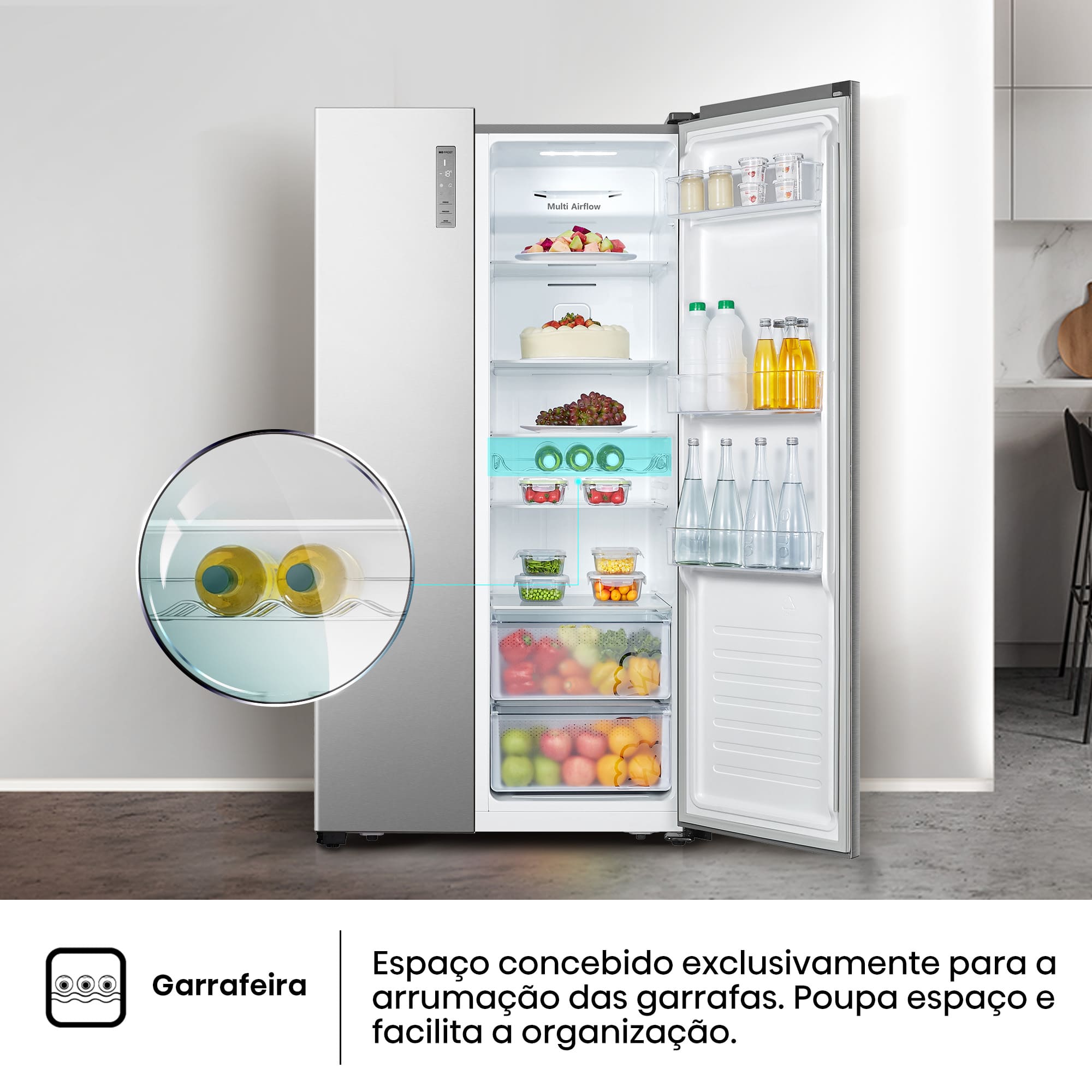 Hisense - RS677N4BIE – Frigorífico Americano Side By Side, Classe E, 519L