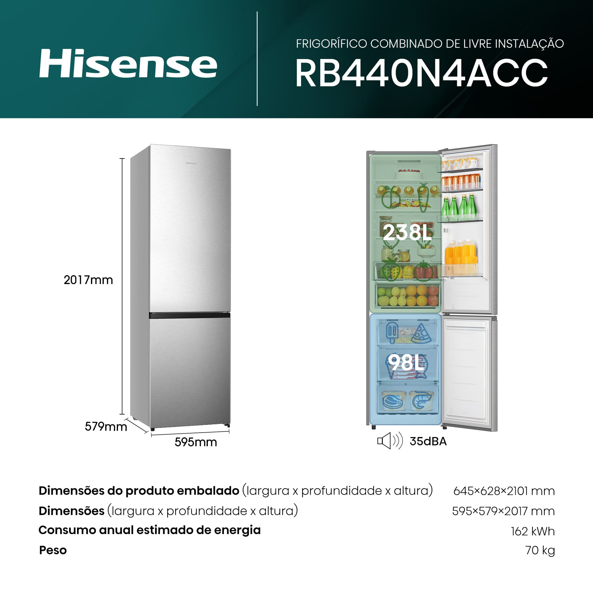 Hisense - Combinado RB440N4ACC