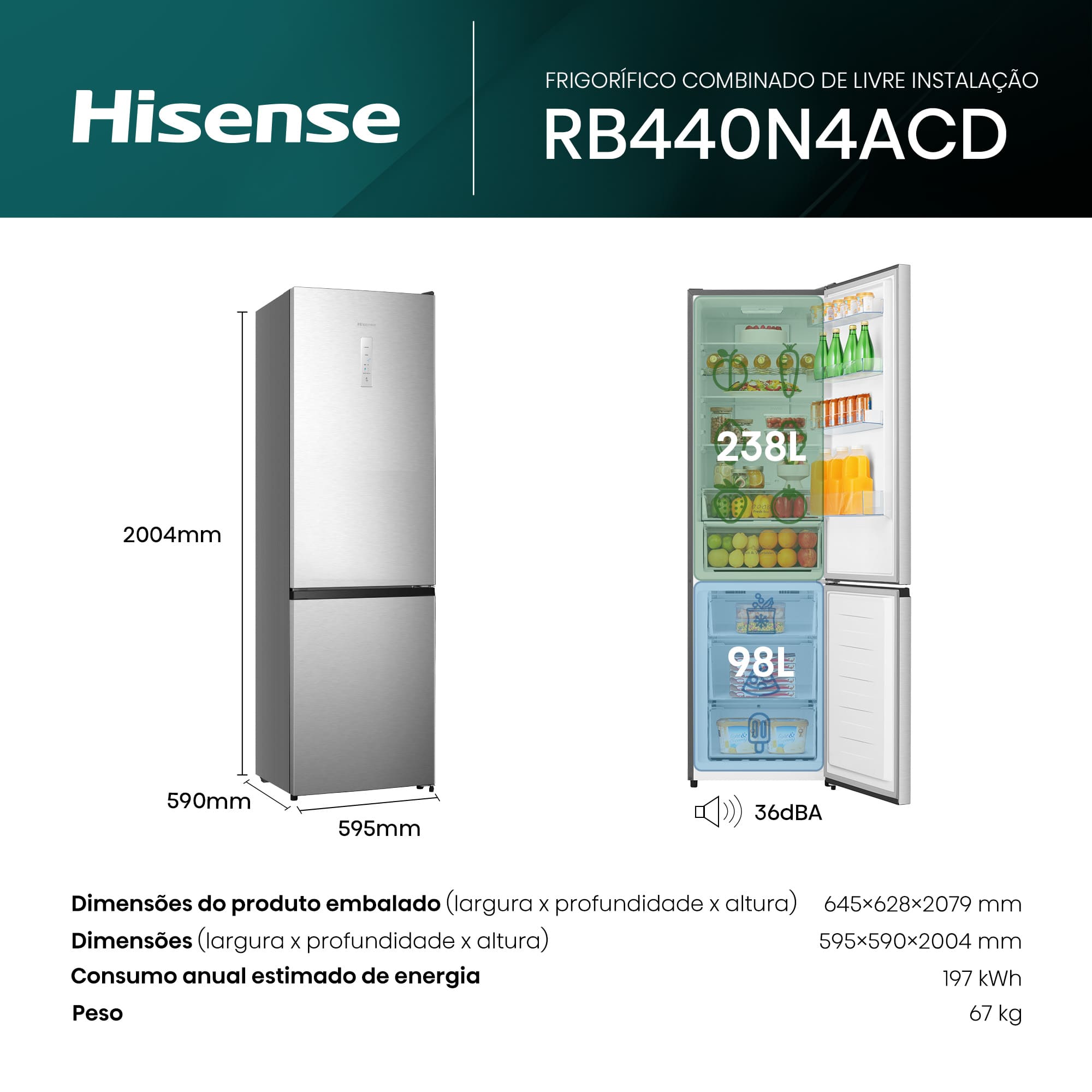 Hisense - Combinado RB440N4ACD