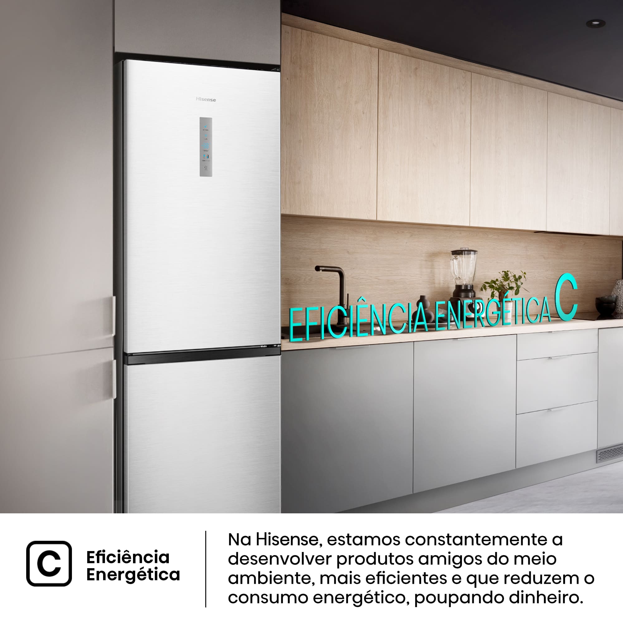 Hisense - RB390N4BCC – Combinado 2 Portas, Classe C; 304L